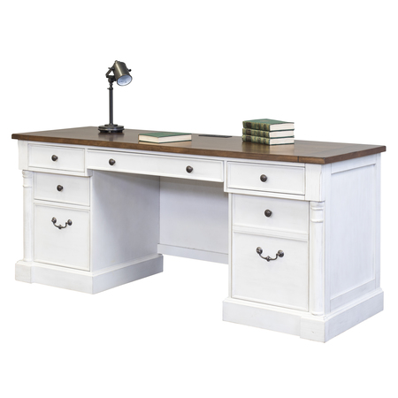 MARTIN FURNITURE Durham Computer Desk in Weathered White IMDU689